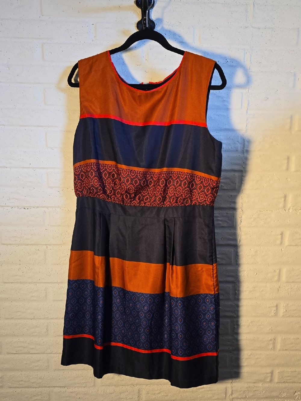 LOFT Navy and Rust Colorblock Sleeveless Mini Dress